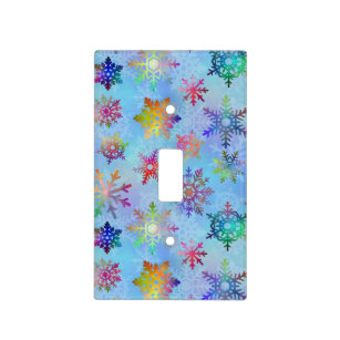 Pretty Colorful Snowflakes Christmas Pattern Light Switch Cover