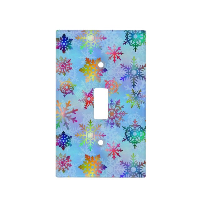 Pretty Colorful Snowflakes Christmas Pattern Light Switch Cover (Front)