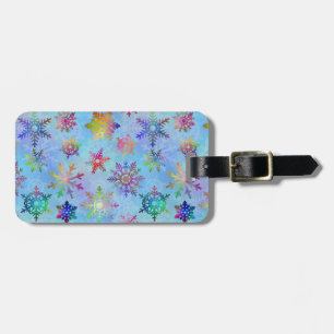 Pretty Colorful Snowflakes Christmas Pattern Luggage Tag