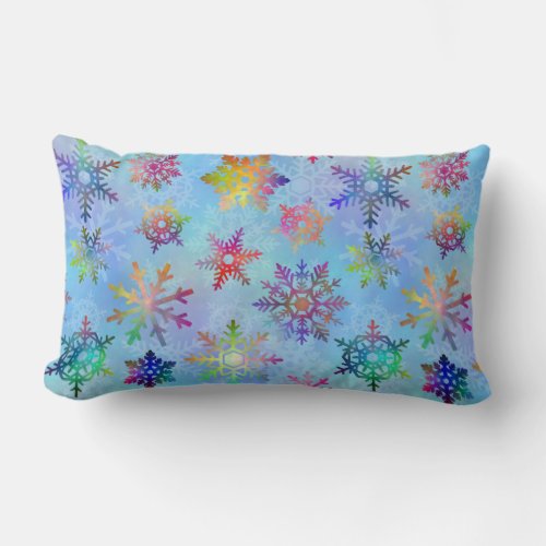 Pretty Colorful Snowflakes Christmas Pattern Lumbar Pillow