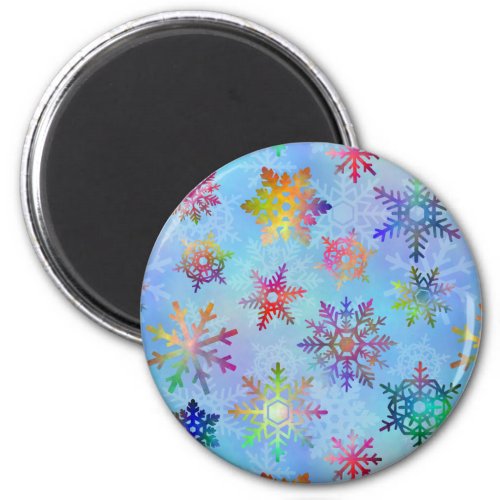 Pretty Colorful Snowflakes Christmas Pattern Magnet