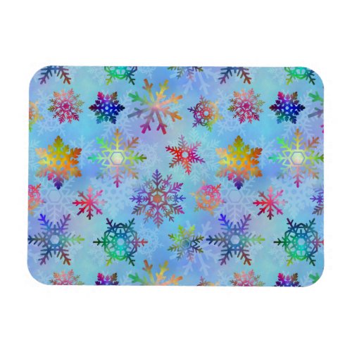 Pretty Colorful Snowflakes Christmas Pattern Magnet