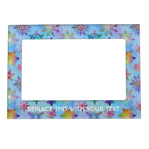 Pretty Colorful Snowflakes Christmas Pattern Magnetic Photo Frame