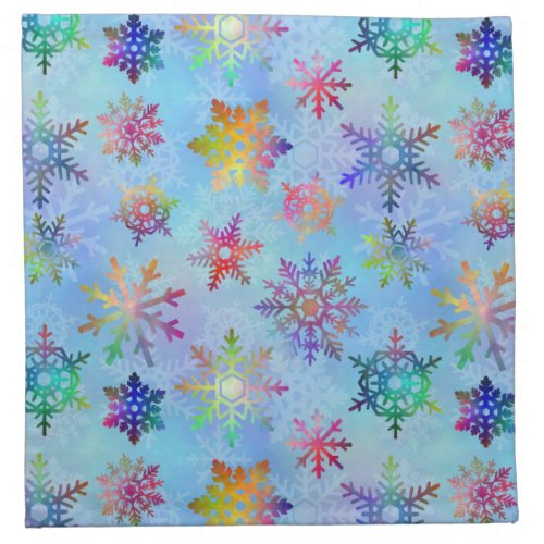 Pretty Colorful Snowflakes Christmas Pattern Napkin