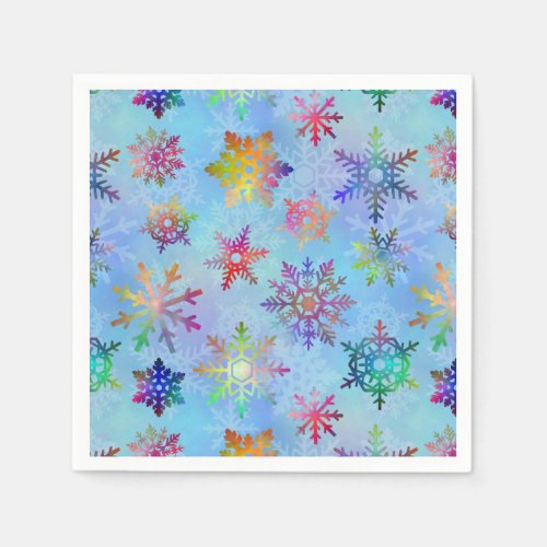 Pretty Colorful Snowflakes Christmas Pattern Paper Napkins