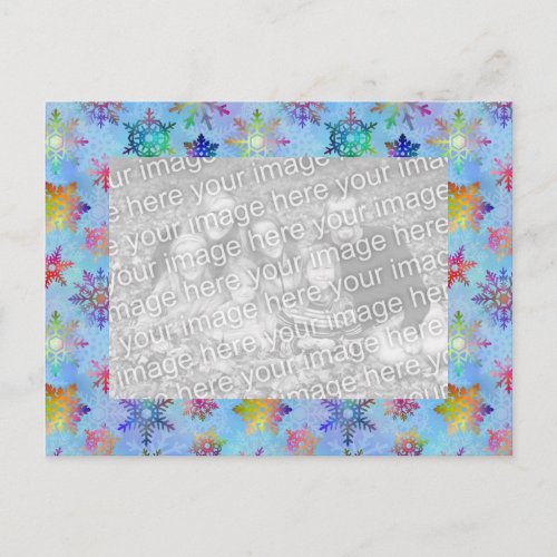 Pretty Colorful Snowflakes Christmas Pattern Photo Holiday Postcard