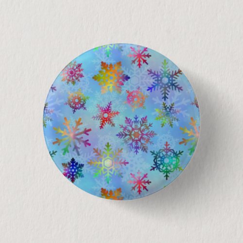 Pretty Colorful Snowflakes Christmas Pattern Pinback Button