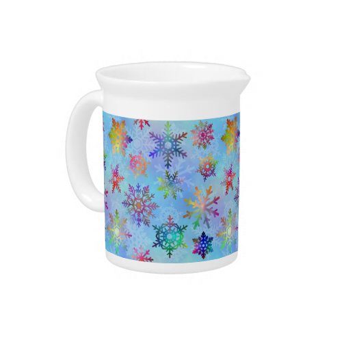 Pretty Colorful Snowflakes Christmas Pattern Pitcher