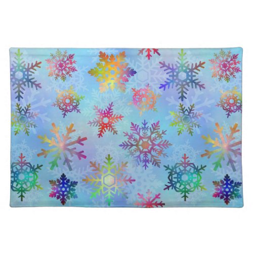 Pretty Colorful Snowflakes Christmas Pattern Placemat