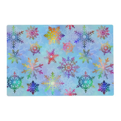 Pretty Colorful Snowflakes Christmas Pattern Placemat