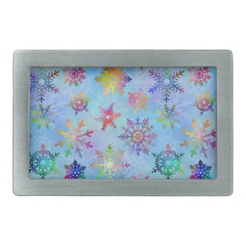 Pretty Colorful Snowflakes Christmas Pattern Rectangular Belt Buckle