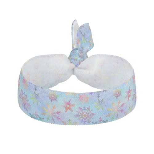 Pretty Colorful Snowflakes Christmas Pattern Ribbon Hair Tie