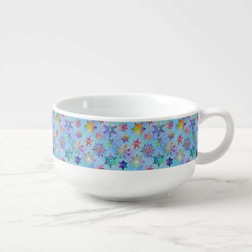 Pretty Colorful Snowflakes Christmas Pattern Soup Mug