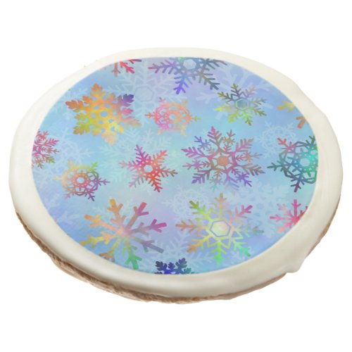 Pretty Colorful Snowflakes Christmas Pattern Sugar Cookie