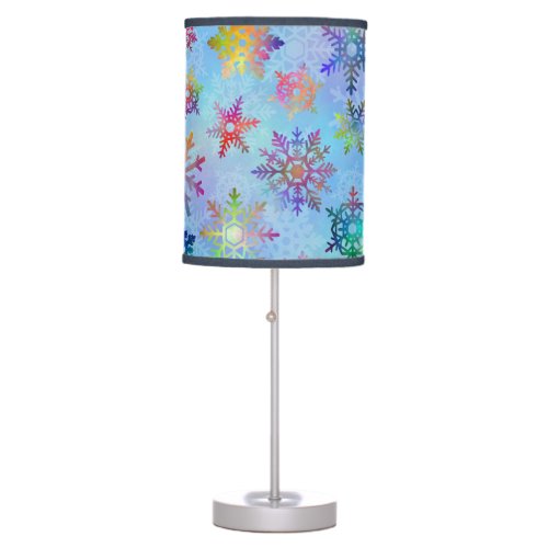 Pretty Colorful Snowflakes Christmas Pattern Table Lamp