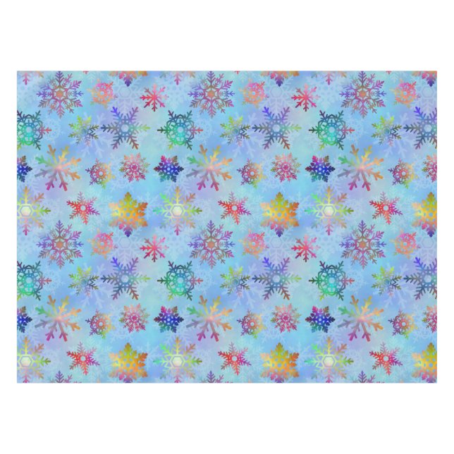 Pretty Colorful Snowflakes Christmas Pattern Tablecloth (Front (Horizontal))