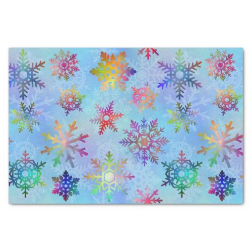 Pretty Colorful Snowflakes Christmas Pattern Tissue Paper