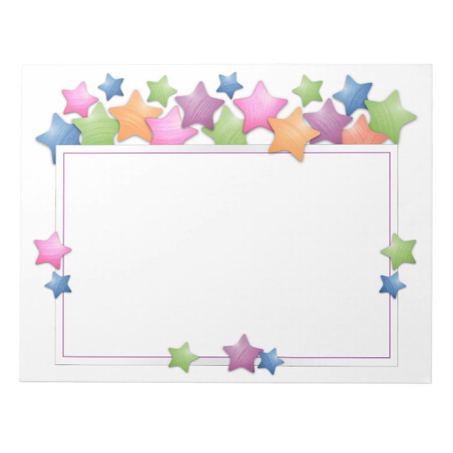 Pretty Colorful Stars Frame Notepad (Front)
