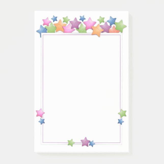 Pretty Colorful Stars Frame Post-it Notes (Front)