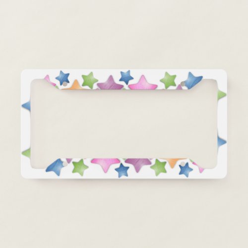 Pretty Colorful Stars License Plate Frame