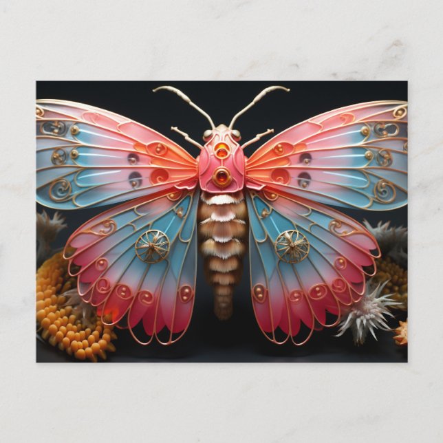 Pretty Colorful Steampunk Butterfly Postcard (Front)