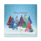 Pretty Colorful Trees Reindeer Christmas