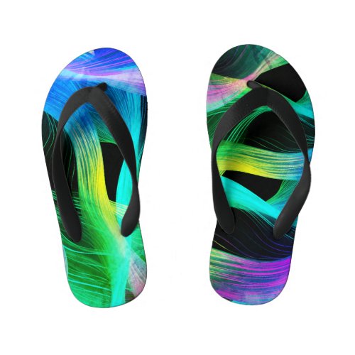 Pretty Colorful Turquoise  Blue Green Pink Fun Kids Flip Flops