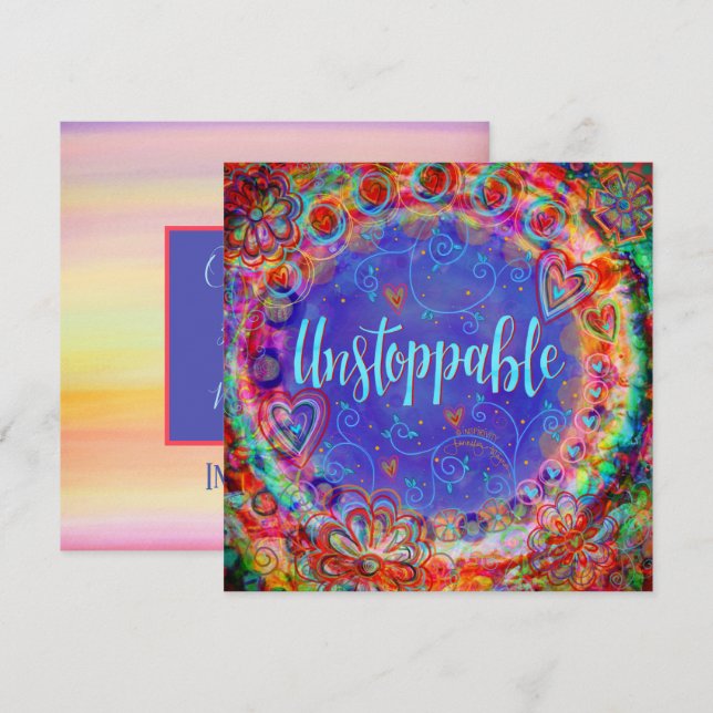 Pretty Colorful Unstoppable Motivational Phone Thank You Card (Front/Back)