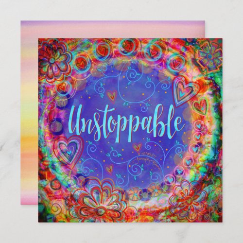 Pretty Colorful Unstoppable Motivational Phone Thank You Card