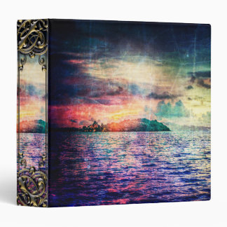Pretty Colorful Vibrant Fantasy Ocean Island 3 Ring Binder