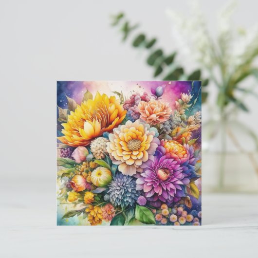Pretty Colorful Watercolor Ai Art Flowers  (Standing Front)