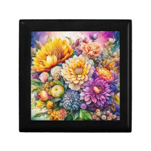 Pretty Colorful Watercolor Ai Art Flowers  Gift Box