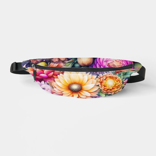 Pretty Colorful Watercolor Floral   Fanny Pack (Front)