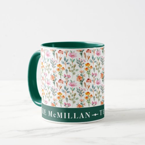 Pretty Colorful watercolor floral pattern pink Mug