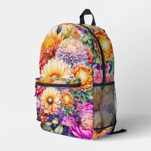 Pretty Colorful Watercolor Floral   Printed Backpack