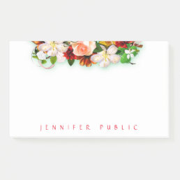 Pretty Colorful Watercolor Flower Bouquet Template Post-it Notes