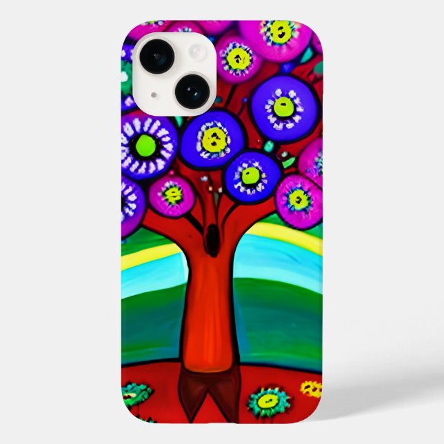 Pretty Colorful Whimsical Folk Art  Case-Mate iPhone Case (Back)