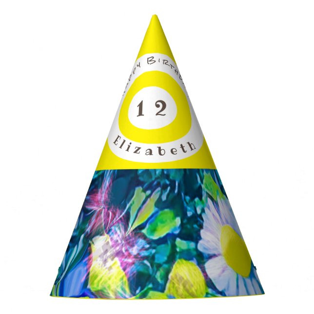 Pretty, Colorful Wild Flowers Party Hat (Front)