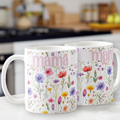 Pretty Colorful Wildflower Pattern Pink Mama Coffee Mug