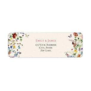 Pretty Colorful Wildflower Wedding Return Address Label