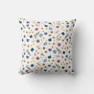 Pretty Colorful Wildflowers Girly Floral Throw Pillow