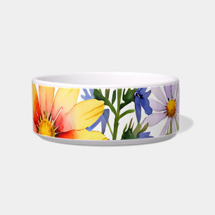 Pretty colorful wildflowers watercolor painting bowl