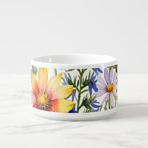 Pretty colorful wildflowers watercolor painting bowl
