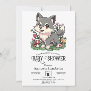 Pretty Colorful Wolf Baby Shower Invitation