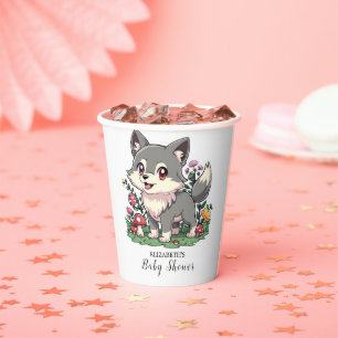 Pretty Colorful Wolf Baby Shower Paper Cups