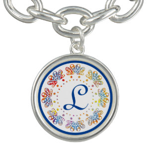Pretty Colorful Wreath Elegant Monogram Bracelet