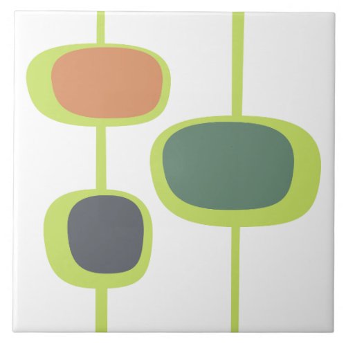 Pretty colors Mid century modern abstract green Ceramic Tile