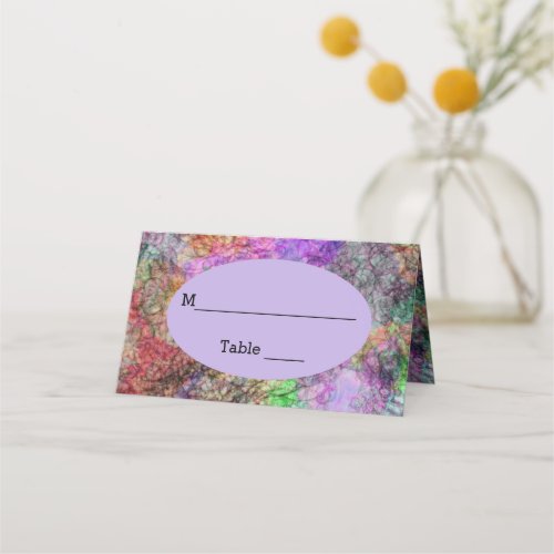 Pretty Colors Purple Pink Yellow Green Swirled Place Card