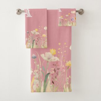 Pretty Colors Watercolor Wildflowers and Monogram