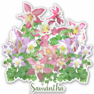 Pretty Columbine Flowers Personalized Sticker
